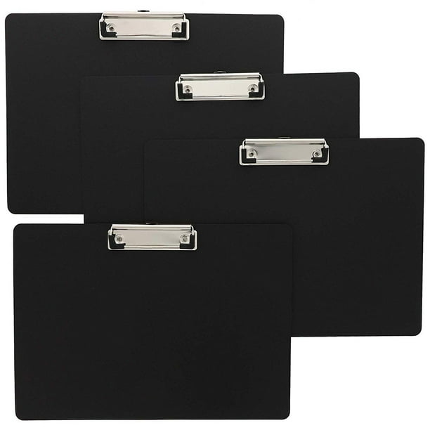 4 Pack Landscape Horizontal Clipboard with Low Profile Clip and Hook