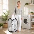 thumbnail image 6 of Collapsible Laundry Basket | Pop Up Laundry Hamper | Black Laundry Storage Organizer for Bathroom Dorm Bedroom, Safari Nursery Decor, 6 of 7