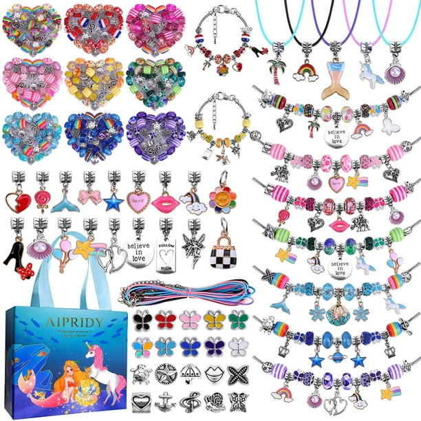 Kit de fabricación de pulseras AIPRIDY con unicornio y sirena para niñas de 5 a 12 años