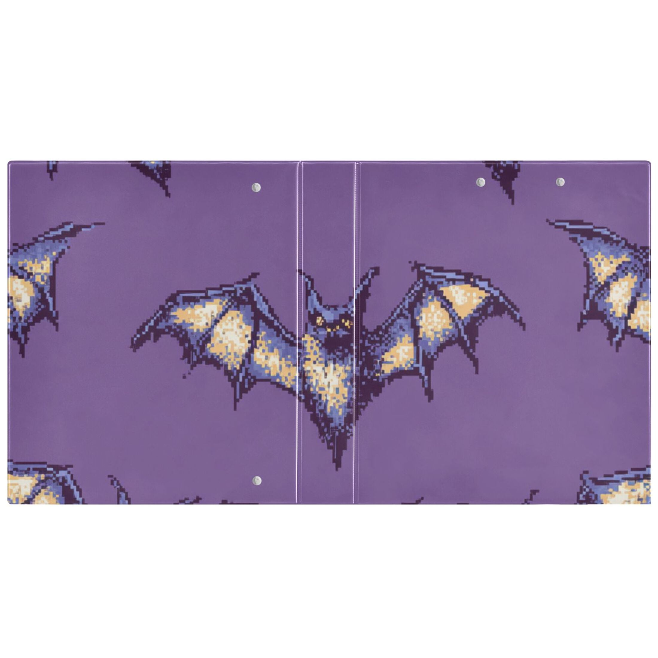 Pixelated Bats 3 Ring Binders 1.5 inch Hardcover File Folders with Interior Pockets A4 Size Organizer for School Office Hospital Set of 2