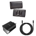 thumbnail image 1 of Holster and Wall Charger Bundle for Samsung Galaxy S22: Horizontal Pro Belt Pouch Case (Black) and UL Certified 18W Dual USB Port (Type-C & USB-A) Power Adapter, 1 of 9