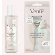 Gillette Venus Pubic Hair and Skin Razor with 2 Razor Heads and Venus Pubic Hair and Skin 2-in-1 Shave Gel/Cleanser
