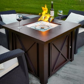 Xtremepowerus Outdoor Fire Pit Heater Glass Fire Stone Patio