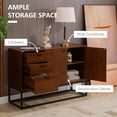 thumbnail image 4 of HOMCOM Rustic Buffet Cabinet, Kitchen Storage Sideboard with Doors, 3 Drawers and Adjustable Shelves, Brown, 4 of 10