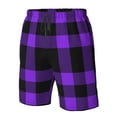 thumbnail image 6 of Uemuo Purple Buffalo Plaid Pattern Men's Swim Trunks Hawaiian Beach Bathing Suit Swimsuits Beach Quick-Dry Shorts with Pockets-XX-Large, 6 of 9