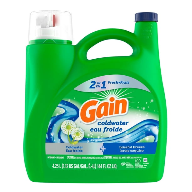 Dtergent  Lessive Liquide Gain Eau Froide, Parfum Brise Exquise, 4,2 L, 100 Brasses, Fracheur 2 En 1, Dtergent  Lessive Liquide, Compatible Avec
