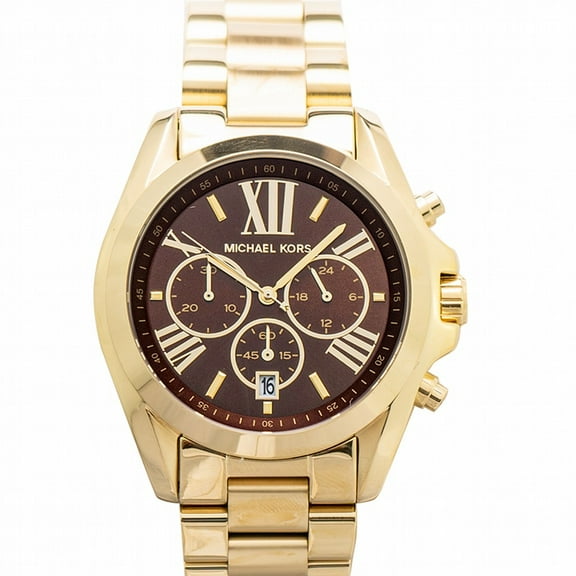 Michael Kors Men's MK5502 Unisex Bradshaw Brown Dial Yellow Gold Steel Bracelet Chronograph Watch