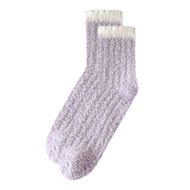 Qulqfy Socks for Women Purple Crew Thermal Fall Winter Spring Socks Socks for Swollen Ankles