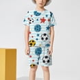 thumbnail image 4 of larppty Pajama Set Cotton Summer Short Sleeves Top and Shorts Two Piece Pjs Sleepwear（Sky Blue， 5-6 Years）, 4 of 6