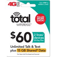 Total Wireless $60 Shared* Family Plan (Email Delivery) Extra Data Promotion Available**