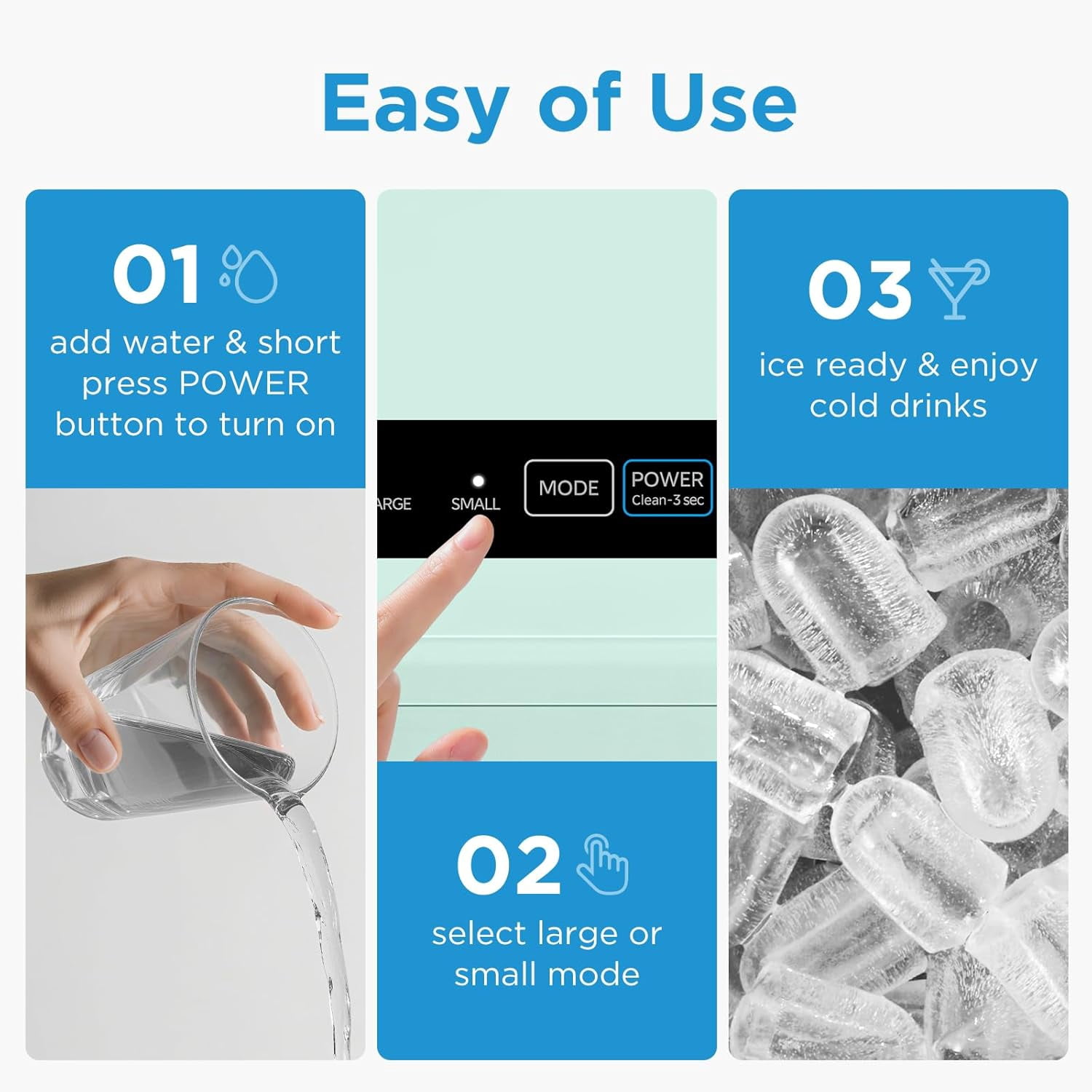 Countertop Bullet Ice Maker, 26lbs/Day Fast Production with -Cleaning for Home Office RV