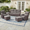 thumbnail image 2 of Bellefurn 6 Pieces Luxury Outdoor Patio Furniture Sets Outdoor Conversation Sets with Swivel Rocker Patio Chairs with 6" Thick Cushion,Sofa and Glass Coffee Table for Porch Deck Backyard Poolside, 2 of 13