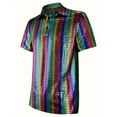 thumbnail image 4 of VSSSJ Men's 70s Disco Shirts Shiny Sequins Button Short Sleeve Party Shirt Glitter Nightclub Prom Costume T-Shirt Multicolor XXL, 4 of 5