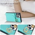 thumbnail image 3 of Crossbody Phone Cases for iPhone 14 Pro Max with Card Holder for Women,iPhone 14 Pro Max Case Wallet with Lanyard Strap,PU Leather Magnetic Clasp [Ring Holder Kickstand],(Mint Green), 3 of 14