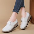 thumbnail image 5 of Miluxas Women's Leather Platform Slip-On Loafers Comfortable Casual Wedge Heel Non-Slip Walking Shoes Work Nurse Shoes White 8.5(41), 5 of 9