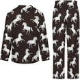 thumbnail image 6 of Top-kevin Women Long Sleeve Pajama Set Comfy Pjs Sets Horses Flowers Pattern 2 Piece Lounge Set, 6 of 12