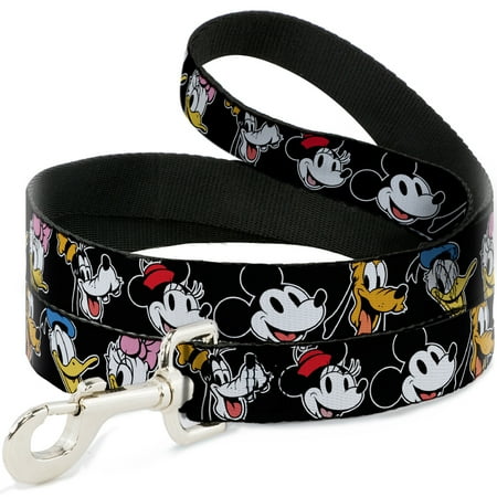 Disney Pet Leash Dog Leash Disney The Sensational Six Smiling Faces Black 6 Feet Long 1.0 Inch Wide