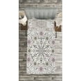 thumbnail image 3 of Ambesonne Ethnic Quilted Bedspread Set 2 Pcs, Flower Swirls Doily Style, Twin Size, Pale Pink Pale Grey, 3 of 3
