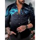 thumbnail image 1 of Camisas de manga larga de otoño para hombre con estampado de rayos Camisa de manga larga Tops casuales para hombre Ropa de calle de un solo pecho para hombre, 1 of 6