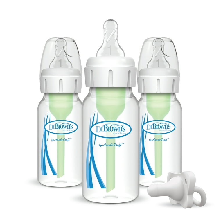 Dr. Brown's Natural Flow® Anti-Colic Narrow Baby Bottle, 2oz/60mL with  Preemie Flow™ Nipple, 2-Pack