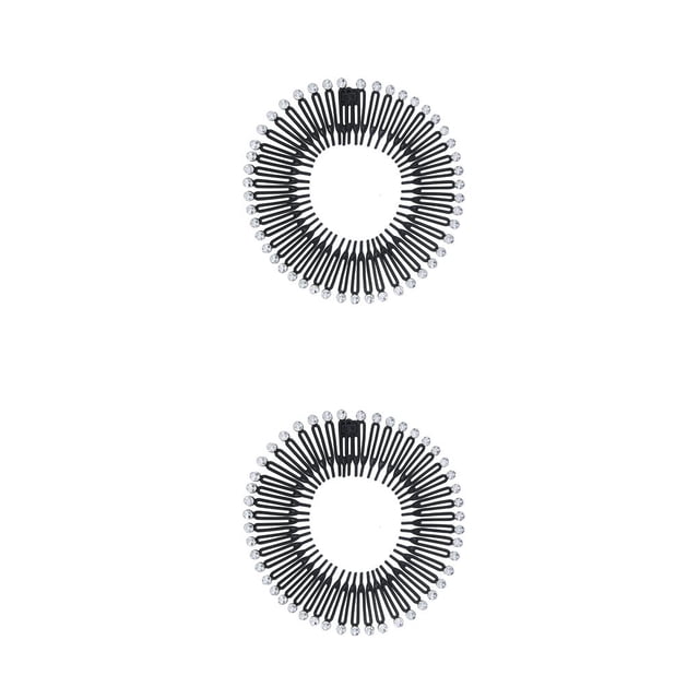 Qarigey Peine elástico de diamantes de imitación circular completo banda para la cabeza de peines circulares flexibles Type3 NO3