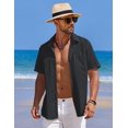 thumbnail image 3 of Camisa COOFANDY para hombre, casual, verano, playa, manga corta, gris oscuro, 3 of 6