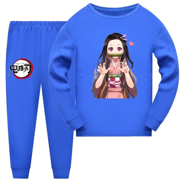Conjuntos de pijamas para niños Demon Slayer, ropa de casa de dibujos animados para niños, traje informal de manga larga para niñas, conjunto de pijamas de Navidad, ropa de dormir