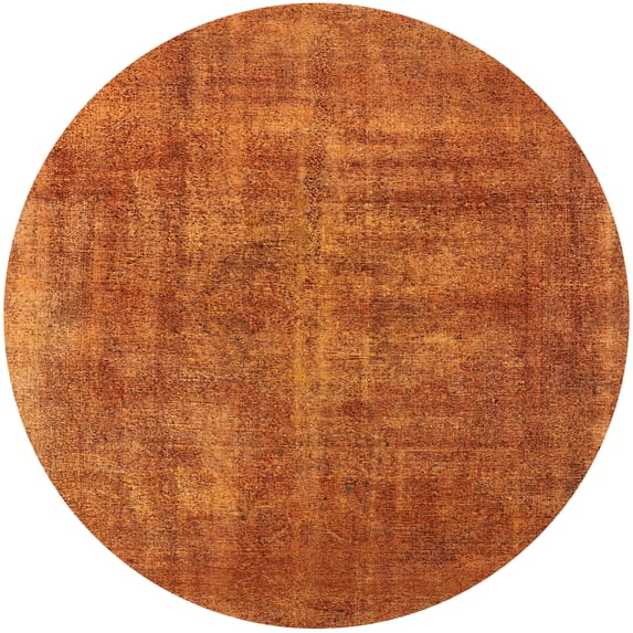 Ahgly Company Indoor Round Mid-Century Modern Neon Orange Oriental Area Rugs, 5' Round