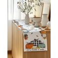 thumbnail image 5 of Table Runner 108 Inches Long for Kitchen Dining, Orange Pumpkins Fall Dresser Scarf Farmhouse, Dining Table Decorations for Wedding/Parties, Thanksgiving Botanical Maple Leaves 13 x 108 In, 5 of 9