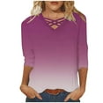 thumbnail image 2 of Mefallenssiah Hauts pour Femmes Tendance Été Mode Décontractée Col en V Manches 3/4, 2 of 5