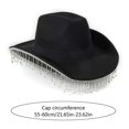 thumbnail image 3 of Rhinestone Tassels Cowboy Costume Western Wide Brim Hat Neck Scarf Sunglasses Set Cosplay Party Costume Accessories 3pcs White, 3 of 4