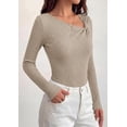 thumbnail image 4 of PRETTYGARDEN Womens Early Fall Fashion Long Sleeve T Shirts Asymmetrical Ribbed Fitted Trendy Going Out Tops Y2K Outfits, 4 of 8