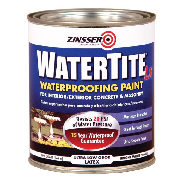 Zinsser 271098 Watertite Waterproofing Paint Water Base, 1 Quart, White