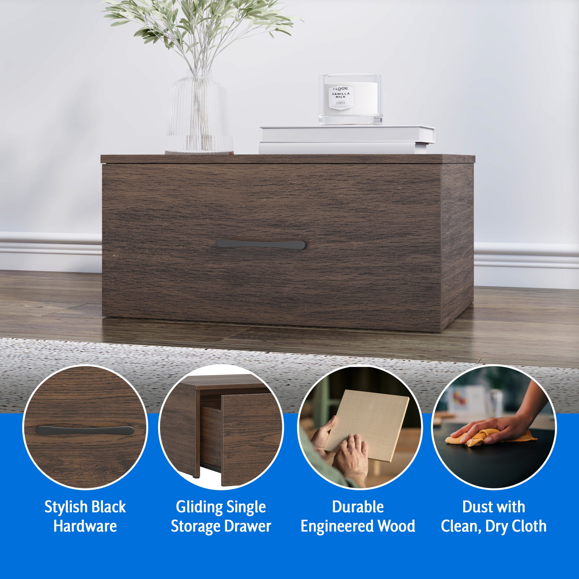 Mainstays Ardent One Drawer Modular Storage System, Walnut