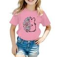 thumbnail image 2 of Girls Shirts Kid Leisure Graphic Round Neck Short Sleeve Summer Casual T Shirt Girls Tops Pink 3 Years-4 Years, 2 of 5