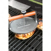 Outset 8-Inch Diameter Round Cast Iron Grill Press With Rosewood Handle