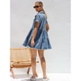 thumbnail image 4 of Women's short-sleeved collared casual denim dress, 4 of 5