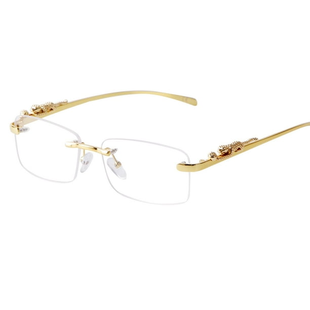 Gafas de sol ADE WU vintage sin montura retro con armazón dorado para hombre y mujer