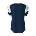 thumbnail image 3 of Gibobby Playera Manga Corta para Mujer Camiseta manga corta con temperamento encaje para mujer, camiseta con cuello en V y cola golondrina(Azul,XL), 3 of 5