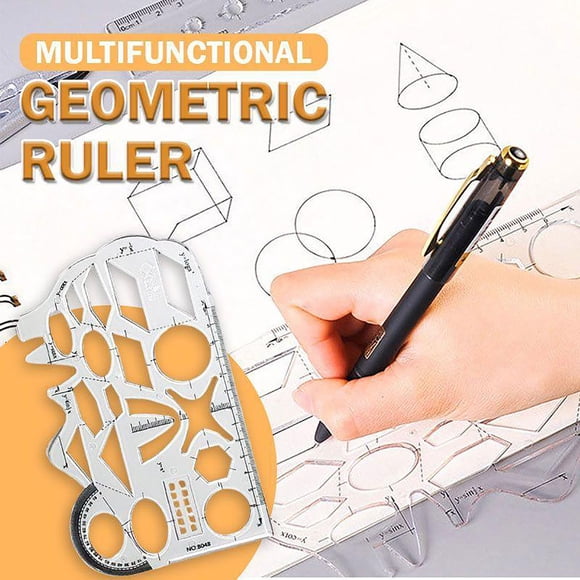 Multifunctional Geometric Ruler,Mathematics Drawing Tool,Learner Geometry Set with Protractor,Plastic Template for Design & Drafting,SouMaox