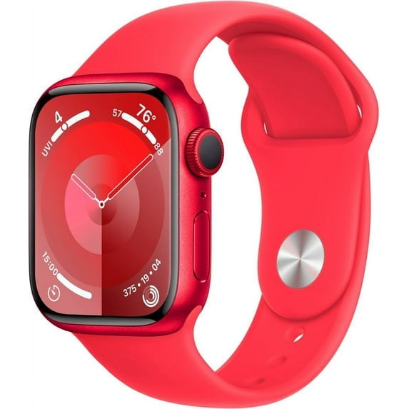 Restored Apple Watch Series 9 With Blood Oxygen. GPS + Cellular 41mm (Product) Red Aluminum Case with (Product) Red Sport Band - M/L.