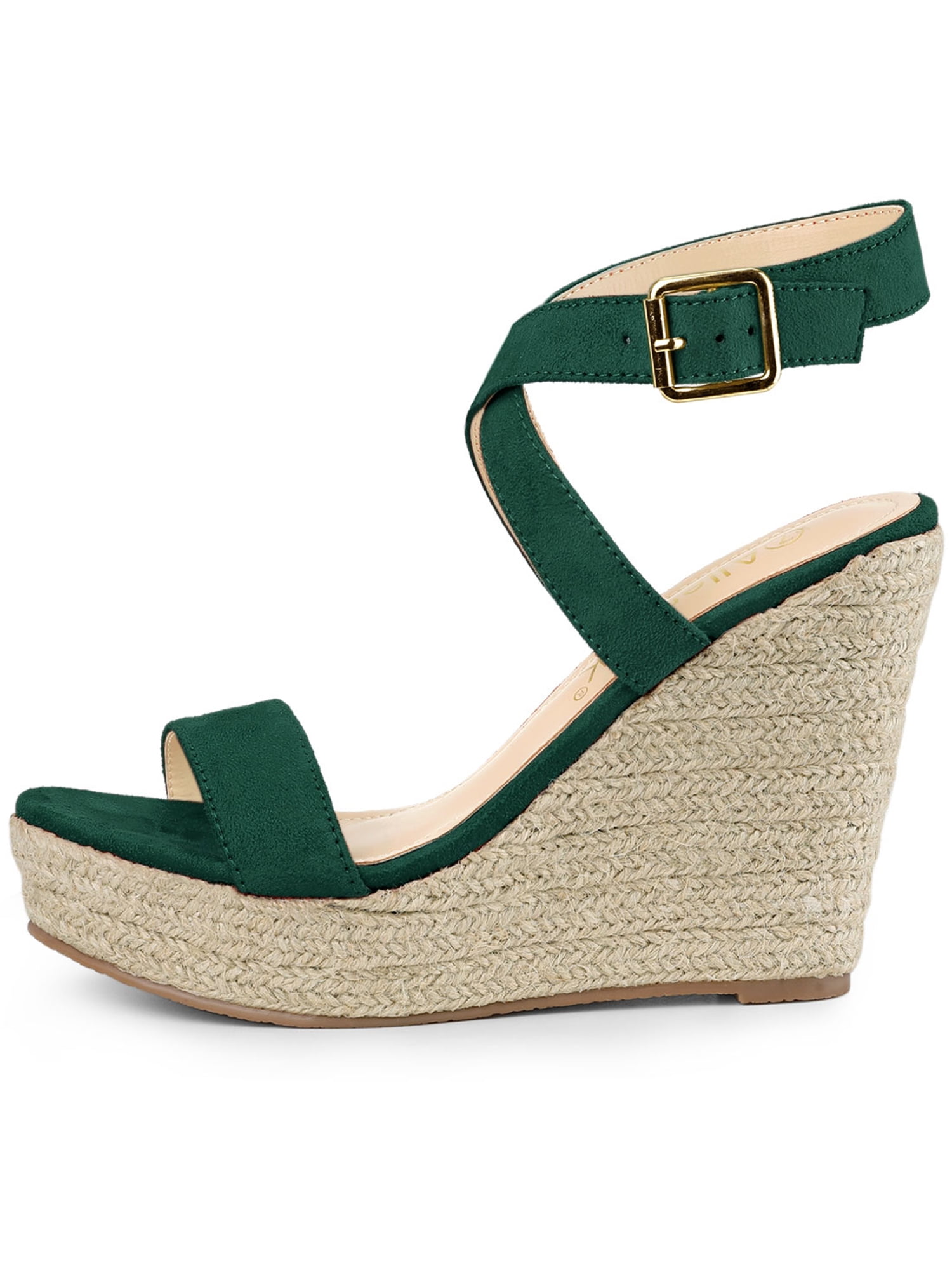 DARING DIVA Women's Slingback Crisscross Wedges Heel Espadrille Sandals Green 7
