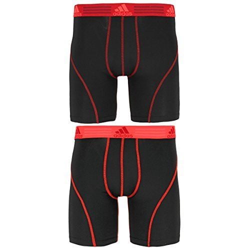 ADIDAS 2 PACK MIDWAY BOXER BLACK / RED LARGE UNDERWEAR