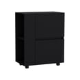 thumbnail image 4 of Glasgow Bar Cart with Two Pull-Down Door Cabinets, Two Open Shelves, Smooth Rolling Wheels, 4 of 5