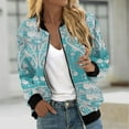 thumbnail image 2 of YUGYXL Womens Casual Zip Jackets Trendy Print Aztec Bomber Jacket Lightweight Plus Size Streetwear Windbreaker Loose Fit Stand Collar Varsity Jacket 2025 Clearance, 2 of 6