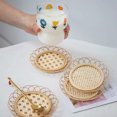 thumbnail image 3 of Cheers Rattan Coaster Retro Exquisite Bamboo Flower Shaped Coffee Boho Coasters for Living Room, 3 of 7