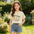 thumbnail image 3 of CYRBOKO Girls Outfit Sets, Short Sleeve Elastic Waist Summer Cotton T-shirts and Shorts Beige Size 7-8 T, 3 of 6