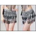 thumbnail image 3 of Sequined Fringed 4-Layers Drawstring Closure Belly Dance Waist Chain Skirt Hip Scarf Latin Skirt,blacksilver, 3 of 3