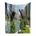 thumbnail image 1 of United States Soft Flannel Fleece Blanket, Downtown Chicago Illinois Finance Business Center Lake Michigan Avenue Bridge, Cozy Plush for Indoor and Outdoor Use, 50" x 70", Multicolor, by Ambesonne, 1 of 6