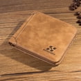 thumbnail image 2 of Cartera para hombre, billetera corta de cuero esmerilado, billetera vertical retro de tres pliegues, billetera con múltiples tarjetas, esperando a los jóvenes, 2 of 3